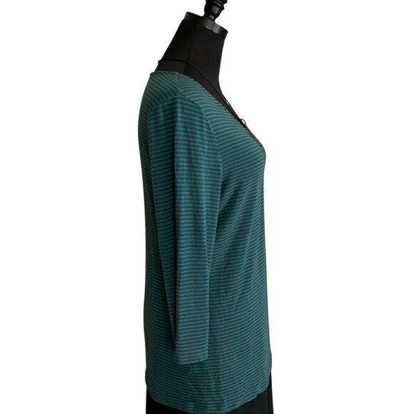 Tommy Bahama Soft Stretchy Teal Stripe Top, Size Large - Picture 3 of 9